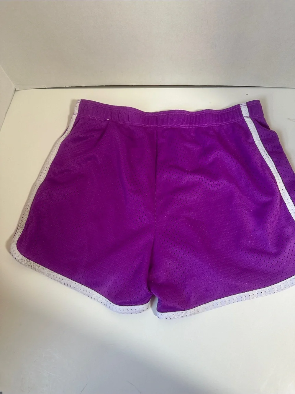 2 piece bundle justice mesh athletic shorts size 12 pink purple